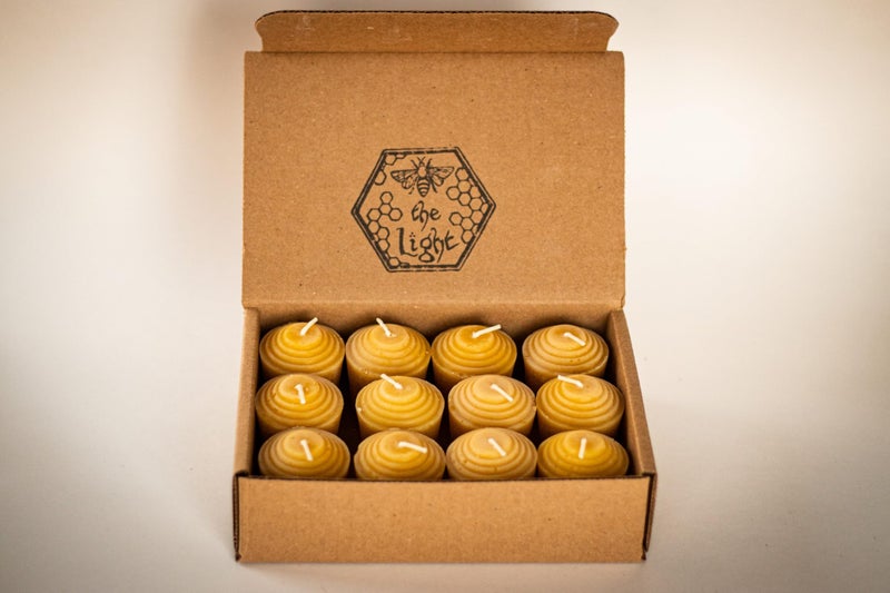 Bee The Light 100% Pure Beeswax Votive Candles - USA-Sourced Handmade Votives for Home, Christmas, and Advent, Smokeless Unscented 12 Candle Set with Natural Honey Aroma, 1.96 x 1.77 Inches, by BeeTheLight - Image 3
